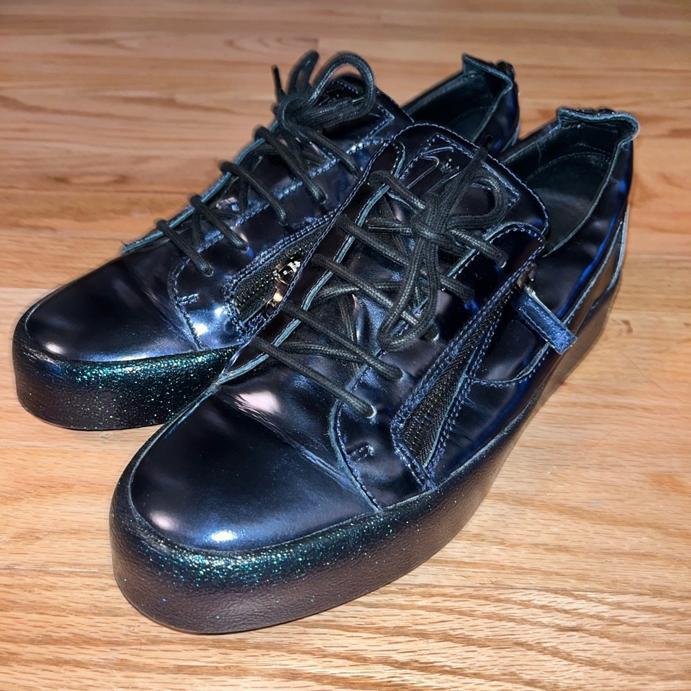 Men's Giuseppe Zanotti Blue Sneakers Low Top Double Zipper